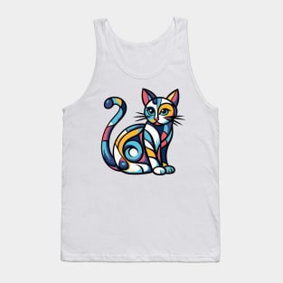 Pop art cat illustration. cubism cat illustration Tank Top